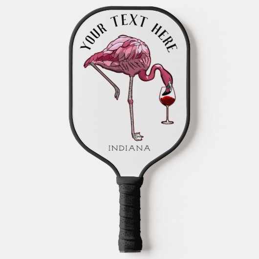 Cute Flamingo Wine Drinker Novelty Gifts Pickleball Paddle (Voorkant)
