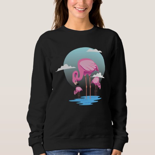 Cute Flamingo Zoo Bird Watcher Trui (Voorkant)