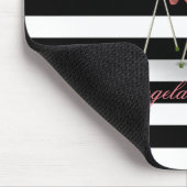 Cute Flamingos, Black, White Stripes Personalized Muismat (Hoek)