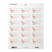 Cute Flamingos White, Faux Gold Foil Confetti Etiket (Full Sheet)