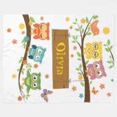 Cute Fleece Blanket met owl design Deken (Voorkant (Horizontaal))