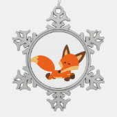 Cute Fleet Cartoon Fox Pewter Ornament (Voorkant)