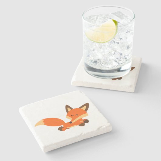 Cute Fleet Cartoon Fox Stone Onderzetter (Zijkant)