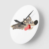 Cute Fleet Cartoon Wolf Wall Clock Ronde Klok (Hoek)