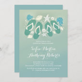 Cute flip flops plage répétition dîner invitation (Devant / Derrière)