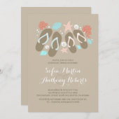Cute flip flops plage répétition dîner invitations (Devant / Derrière)