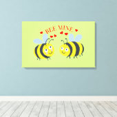 Cute Flirt Bee Mine love Valentijnsdag Gift Idee Canvas Afdruk (Insitu (Houten vloer))