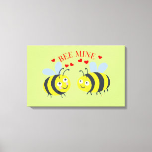Cute Flirt Bee Mine love Valentijnsdag Gift Idee Canvas Afdruk