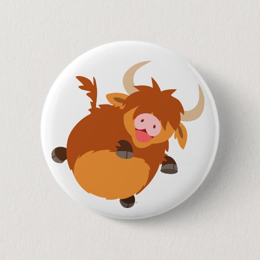 Cute Floating Cartoon Highland Koe Button Badge (Voorkant)