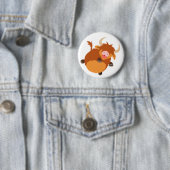 Cute Floating Cartoon Highland Koe Button Badge (In situ)