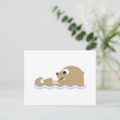 Cute Floating Otter Briefkaart (Staand voorkant)