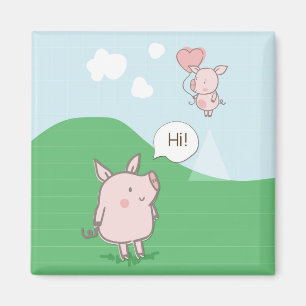 Cute Floating Pig Gezegde Hi Magneet