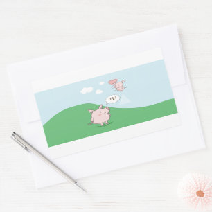 Cute Floating Pig Gezegde Hi Rechthoekige Sticker
