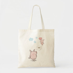Cute Floating Pig Gezegde Hi Tote Bag