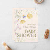 Cute Floral Baby Shower Invitation (Devant/Arrière en situation)