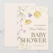 Cute Floral Baby Shower Invitation (Devant / Derrière)