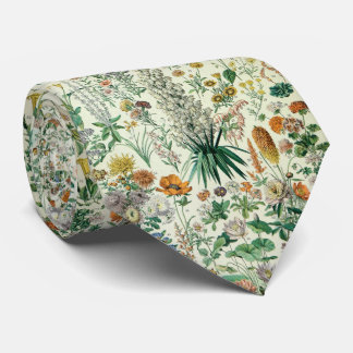 Cute Floral Botanical Drawing by Adolphe Millot Stropdas