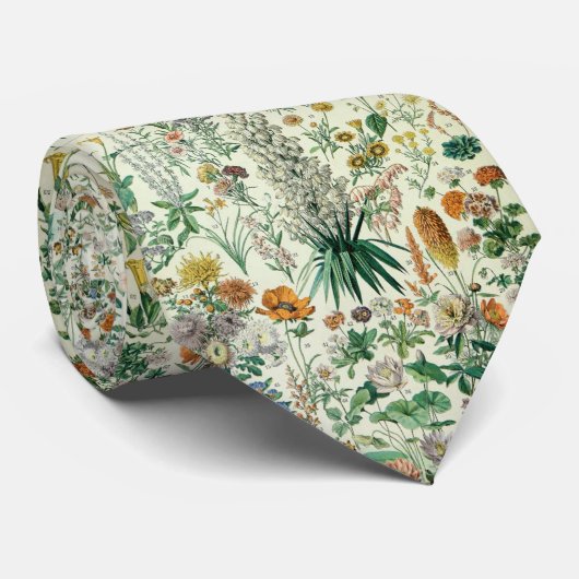 Cute Floral Botanical Drawing by Adolphe Millot Stropdas (Opgerold)