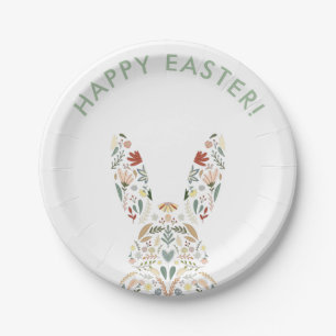 Cute Floral Bunny Easter Brunch Papieren Bordje