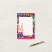 Cute Floral Bunny Rabbit Post-it® Notes (Op bureau)