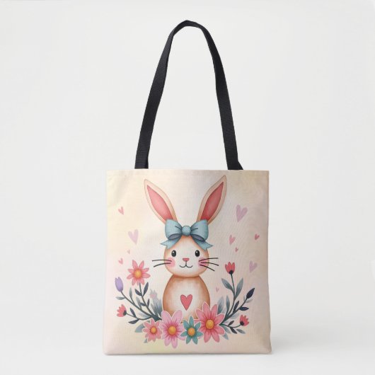 Cute Floral Bunny Tote Bag (Devant)