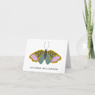 Cute Floral Butterfly Illustralized Personalized Notitiekaartje