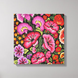 Cute floral canvas.Flowers, Mexicaanse stijl Canvas Afdruk