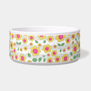 Cute floral cartoon design yellow daisy doodles voerbakje