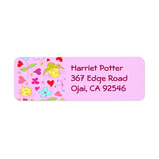 Cute Floral Cat Flower Pet 2 Etiket (Voorkant)