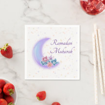 Cute Floral Crescent Islamic Ramadan Mubarak