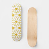 Cute Floral Daisy Pattern Mustard Gold en White Skateboard (Voorkant)
