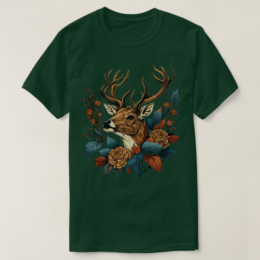 Cute Floral Deer T-shirt (Design voorkant)