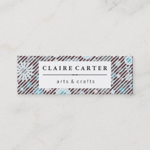 Cute Floral Diagonal Stripes Mini Visitekaartje