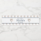 Cute Floral Dolphin Birthday Party Waterfles Etiket (Enkel label)