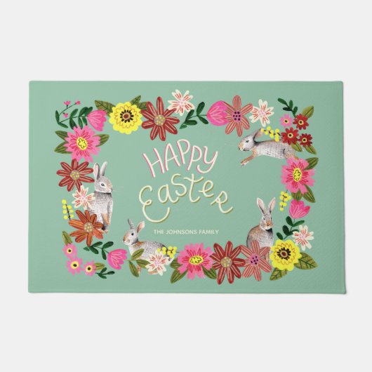 Cute floral Easter Holiday Kaart Deurmat (Voorkant)