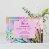 Cute Floral et Raindrop Invitation fête d'annivers (Debout devant)