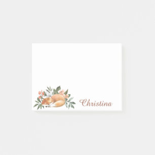 Cute Floral Fox Sweet & Girly Post-it Notes