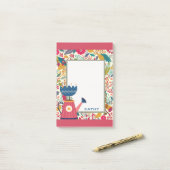 Cute Floral Garden Watering Can Post-it® Notes (Op bureau)