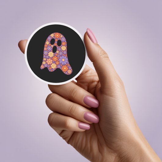 Cute Floral Ghost Boo Sticker Halloween
