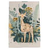 Cute floral giraffe medium cadeauzakje (Achterkant)