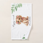 Cute Floral Golden Retriever Puppy (Serviette à main)