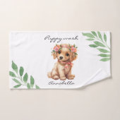 Cute Floral Golden Retriever Puppy (Serviette à main)