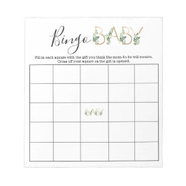 Cute Floral Greenery Slogan Baby shower Bingo Game Notitieblok
