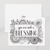 Cute Floral Hand Lettered Black White Appreciation Bedankkaart (Voorkant / Achterkant)