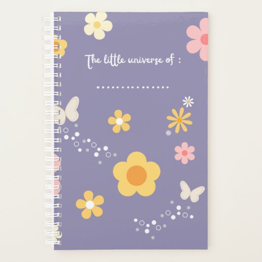 Cute Floral Journal Cover, Pastel Purple Notebook (Devant)