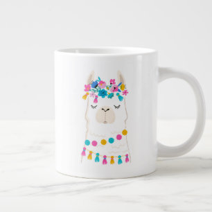 Cute Floral Llama Extra Grote Beker
