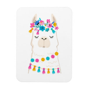 Cute Floral Llama Magneet