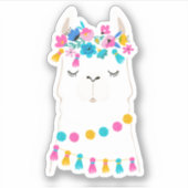 Cute Floral Llama Sticker (Voorkant)
