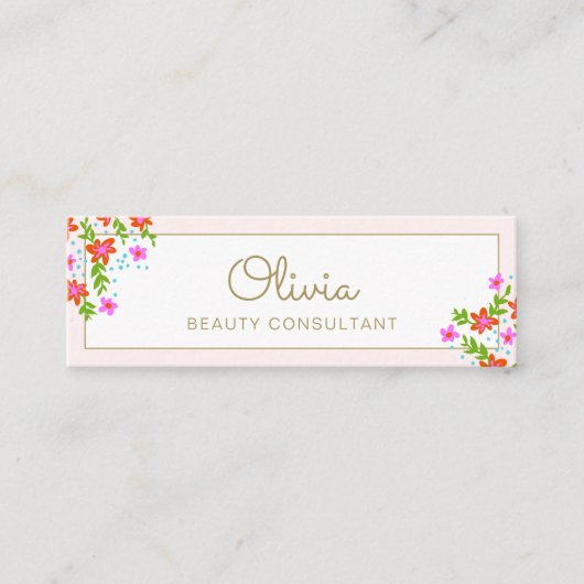 Cute Floral Mini Visitekaartje (Voorkant)