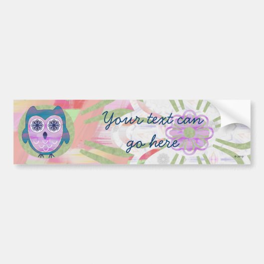 Cute Floral Owl Bumpersticker (Voorkant)
